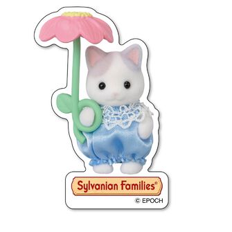 シルバニアファミリー　ステッカー　ラテネコの赤ちゃん（お花のかさ）