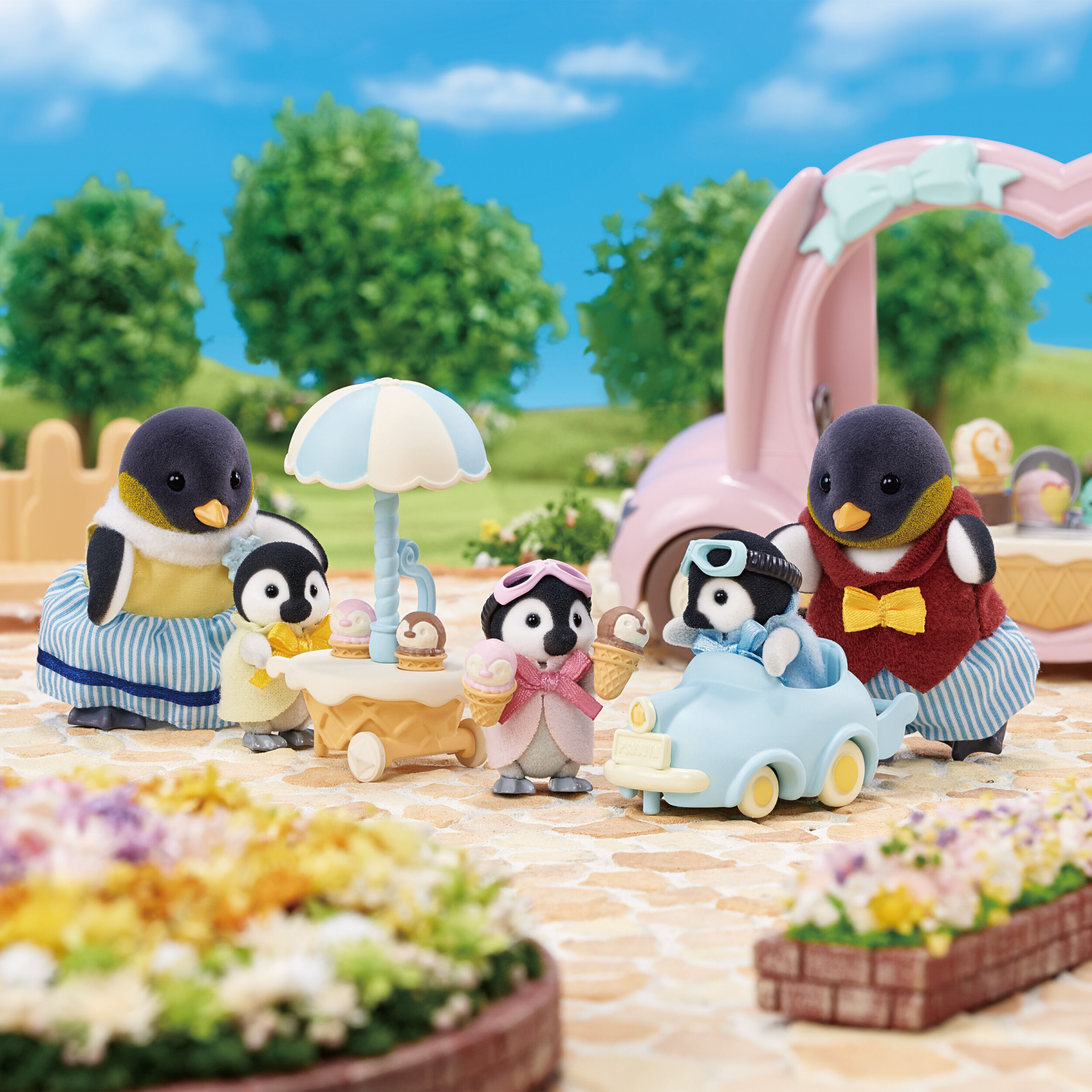 ペンギン赤ちゃんのなかよしカートセット / 家具と人形セット