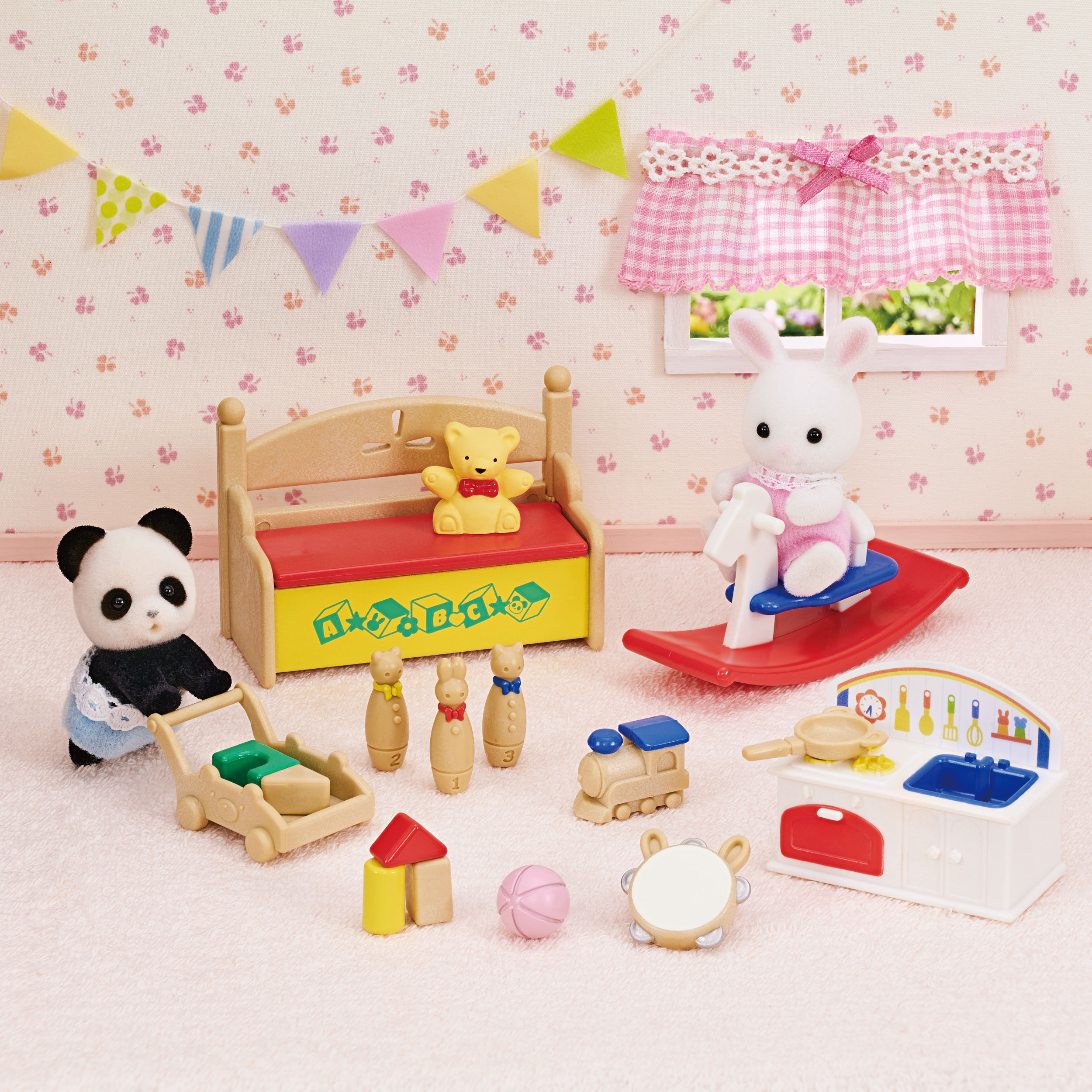 おもちゃいっぱいセット-しろウサギ・パンダの赤ちゃん- / 家具と人形 おもちゃいっぱいセット-しろウサギ・パンダの赤ちゃん- / 家具と人形