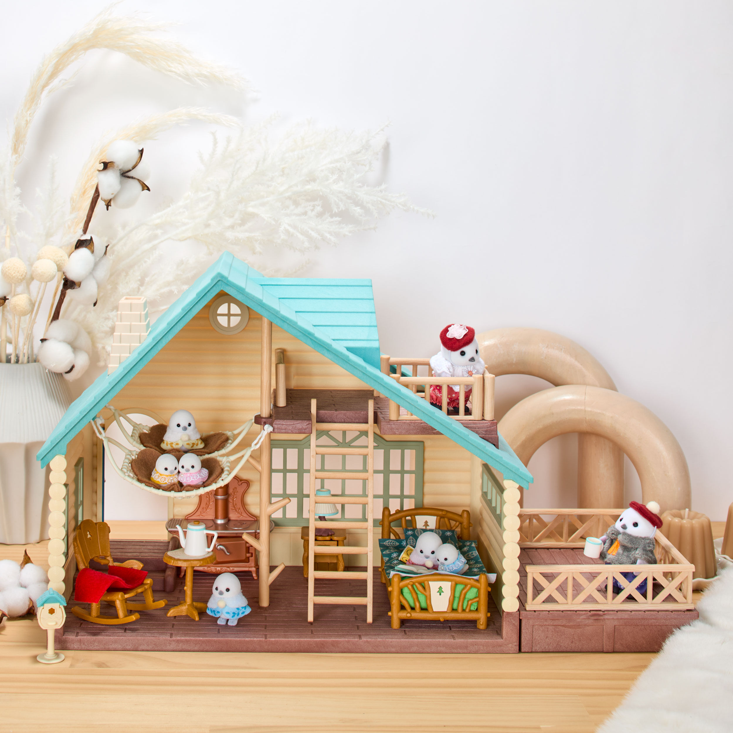 シマエナガのぬくもりログコテージ　小さい赤ちゃんなし　シルバニアファミリー シマエナガのぬくもりログコテージ / お家 - シルバニア