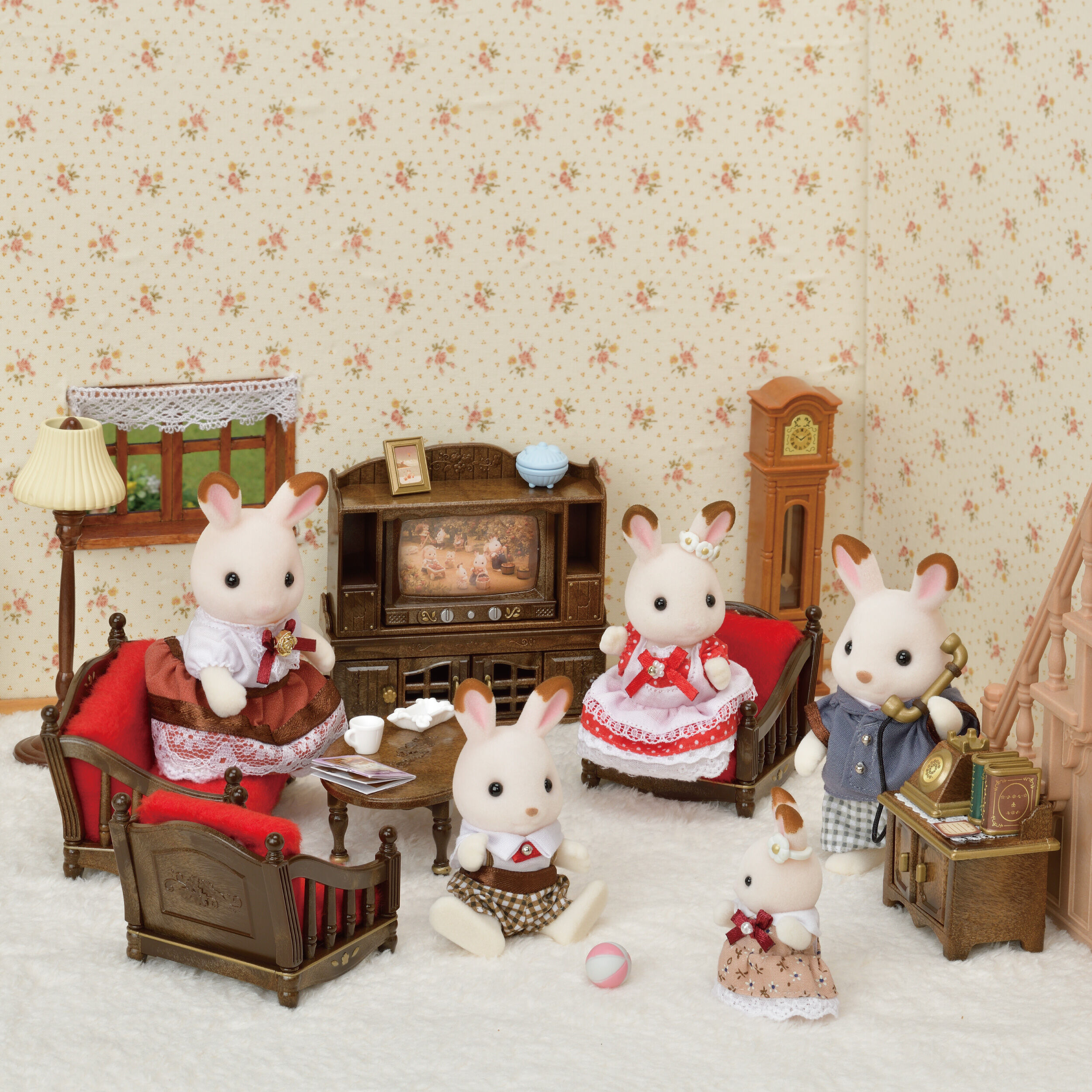 クラシックブラウン テレビ・電話台セット / 家具 - シルバニア