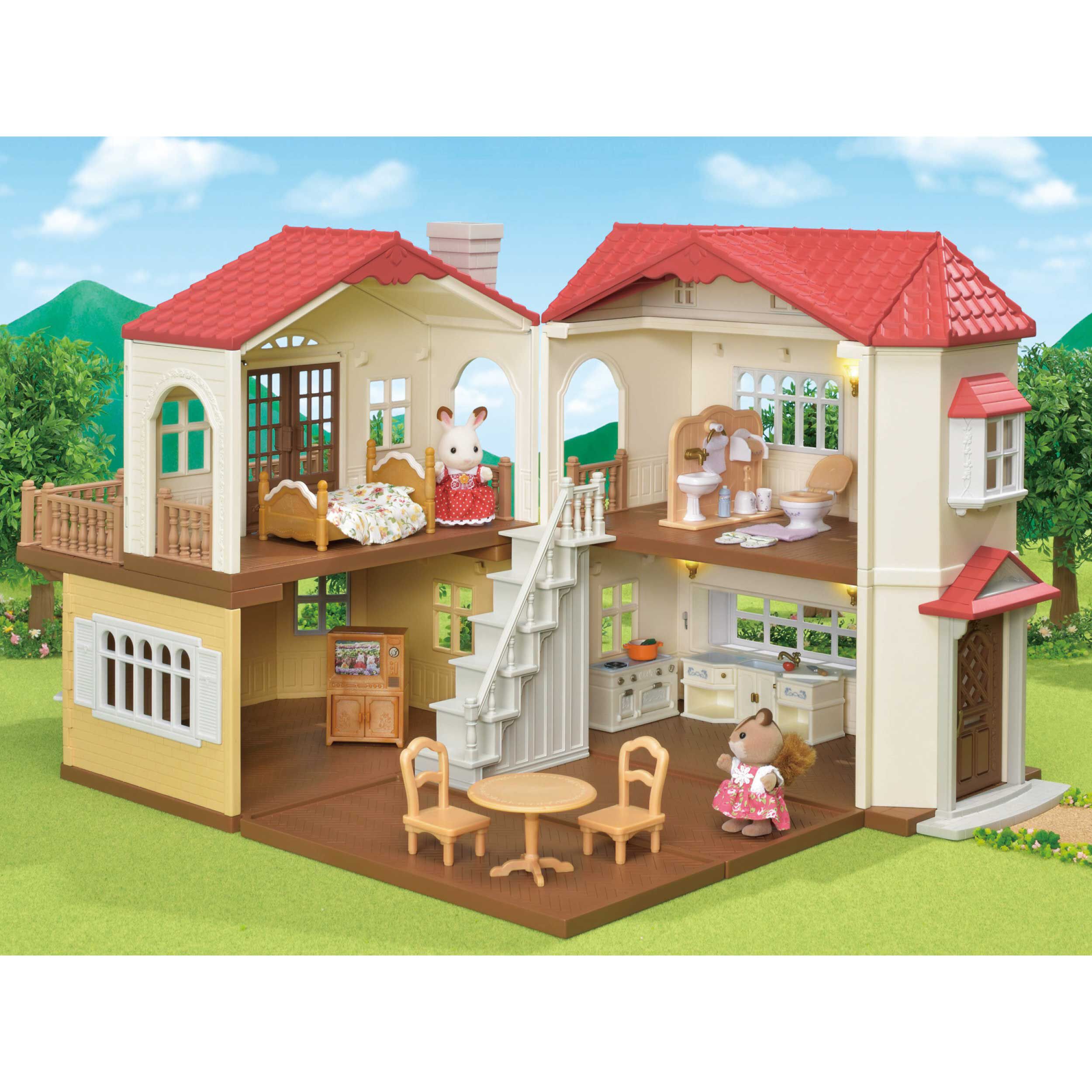 赤い屋根の大きなお家ギフトセット シルバニアファミリー 家具 人形 エポック社　海外版　 赤い屋根の大きなお家　廃盤　シルバニア