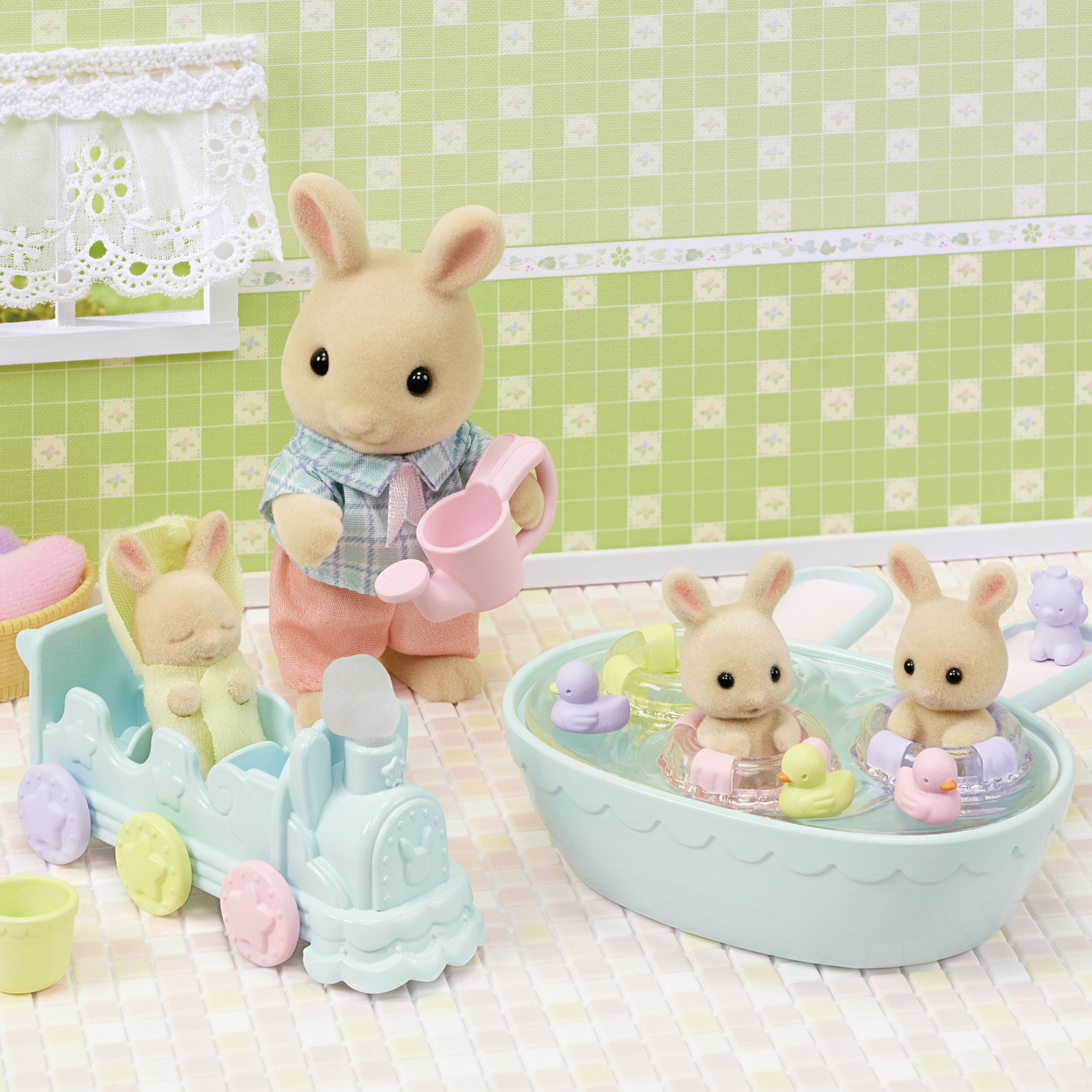 みるくウサギのみつごちゃん だいすきおふろセット / 家具と人形