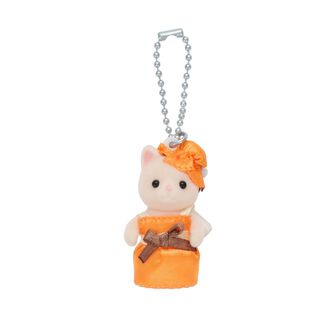 シルクネコキーホルダー（オレンジドレス）