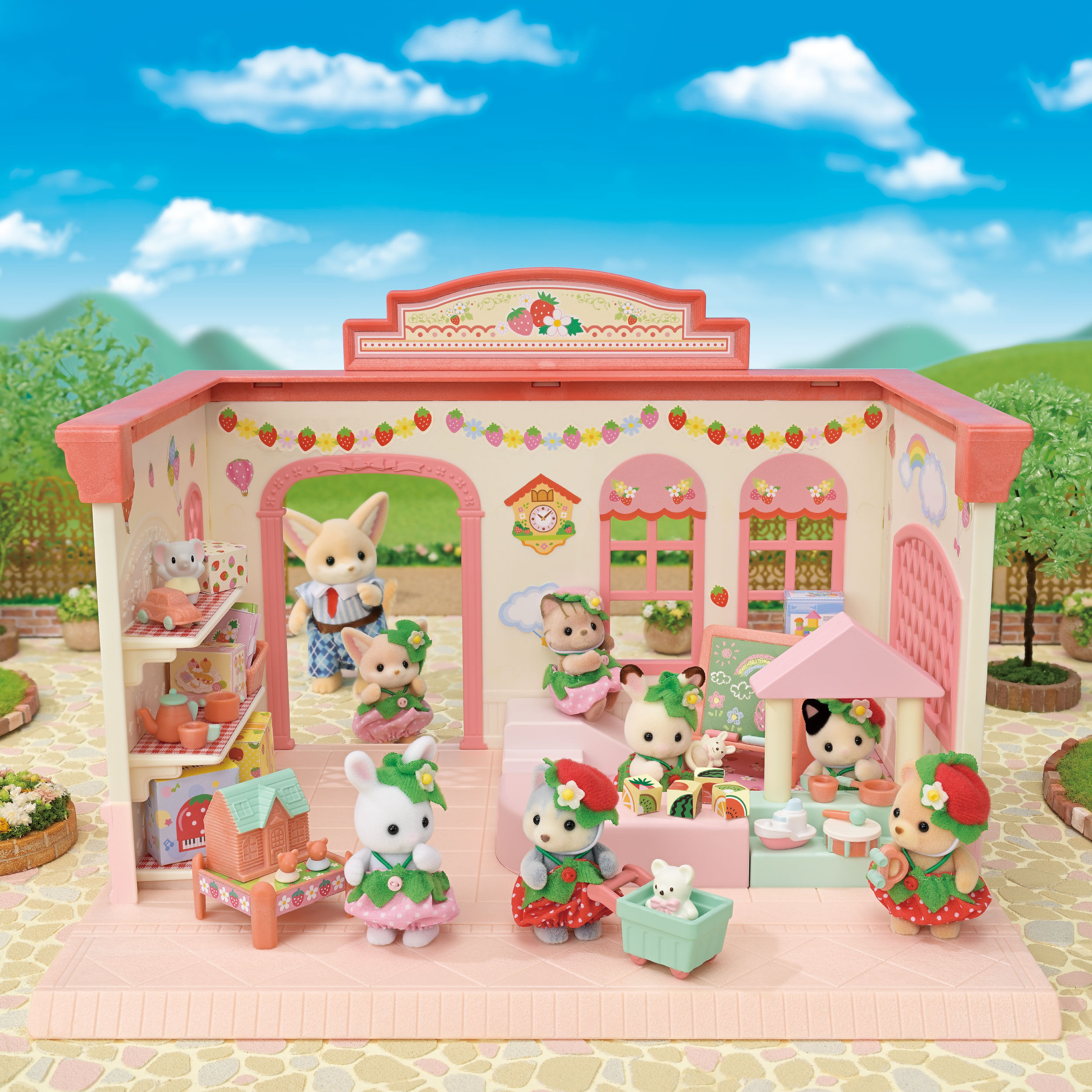 シルバニアファミリー　ナーサリーセット　エポック社　海外製　レア　レトロ いちごのナーサリールーム / 家具と人形セット - シルバニアファミリー