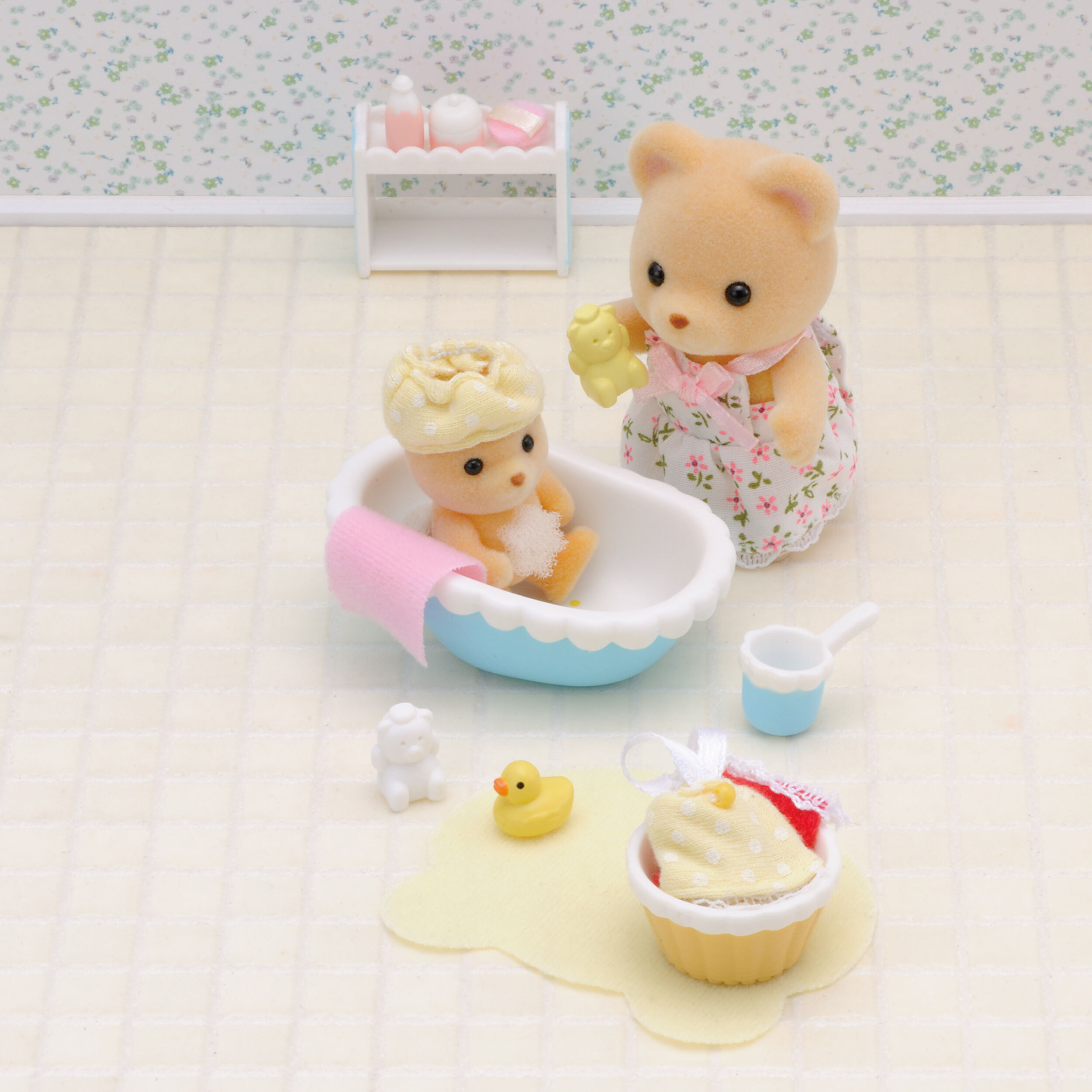リーメント ザ生活百科　3 ザ　お風呂　シルバニア みるくウサギのみつごちゃん だいすきおふろセット | シルバニア