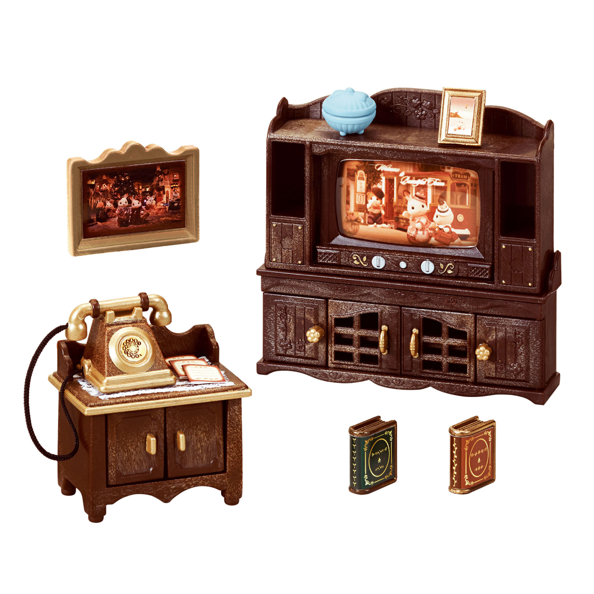 クラシックブラウン テレビ・電話台セット / 家具 - シルバニアファミリーオンラインショップ