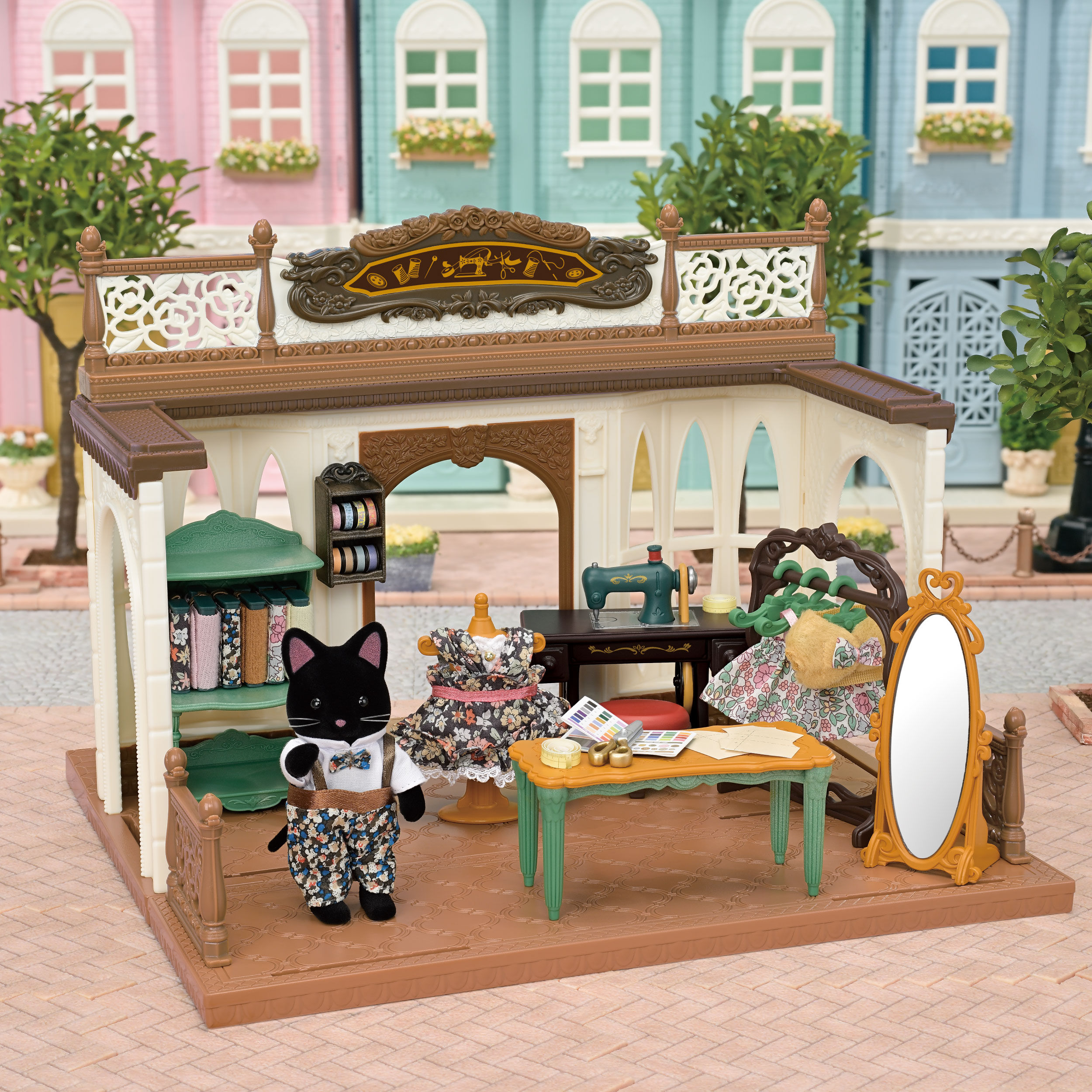 ネットオフ 送料得店  ほしぞらネコの仕立て屋さん-リバティプリント- 家具と人形 / シルバニアファミリー