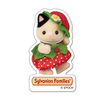 ステッカー　チャコールネコの赤ちゃん（いちご）