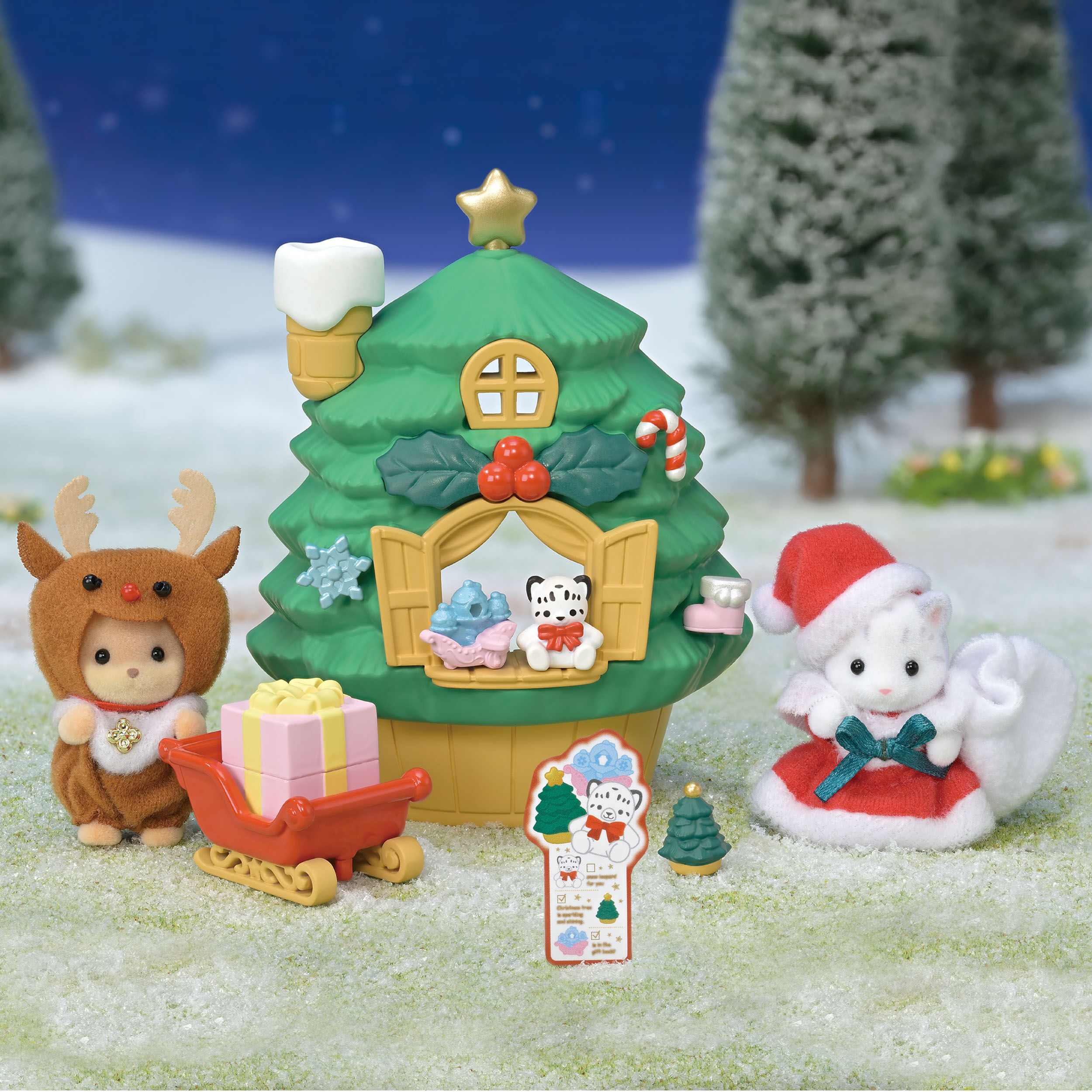 【最安値に挑戦】 赤ちゃんサンタのクリスマスツリーハウス / 家具と人形セット シルバニアファミリー