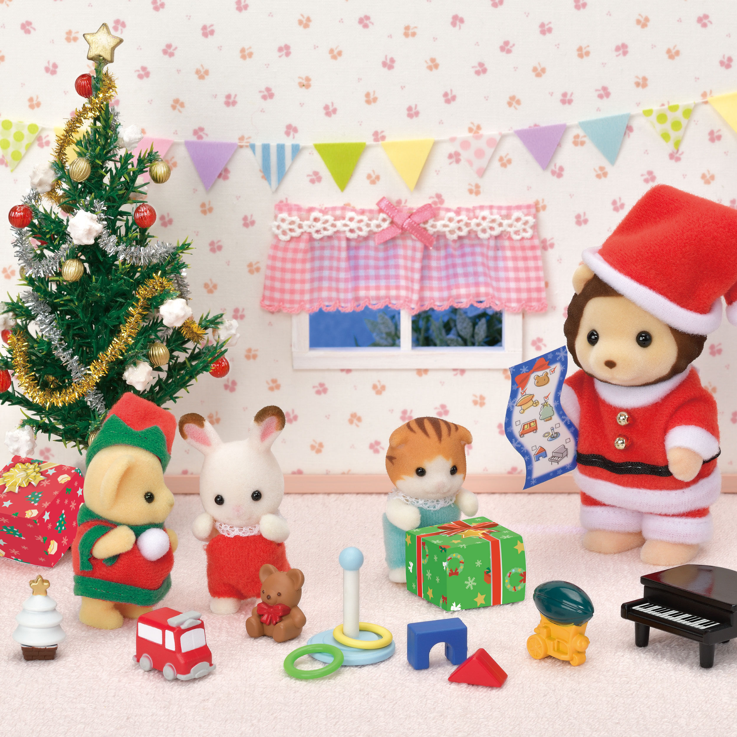 ライオンサンタのクリスマスセット / 家具と人形セット - シルバニア