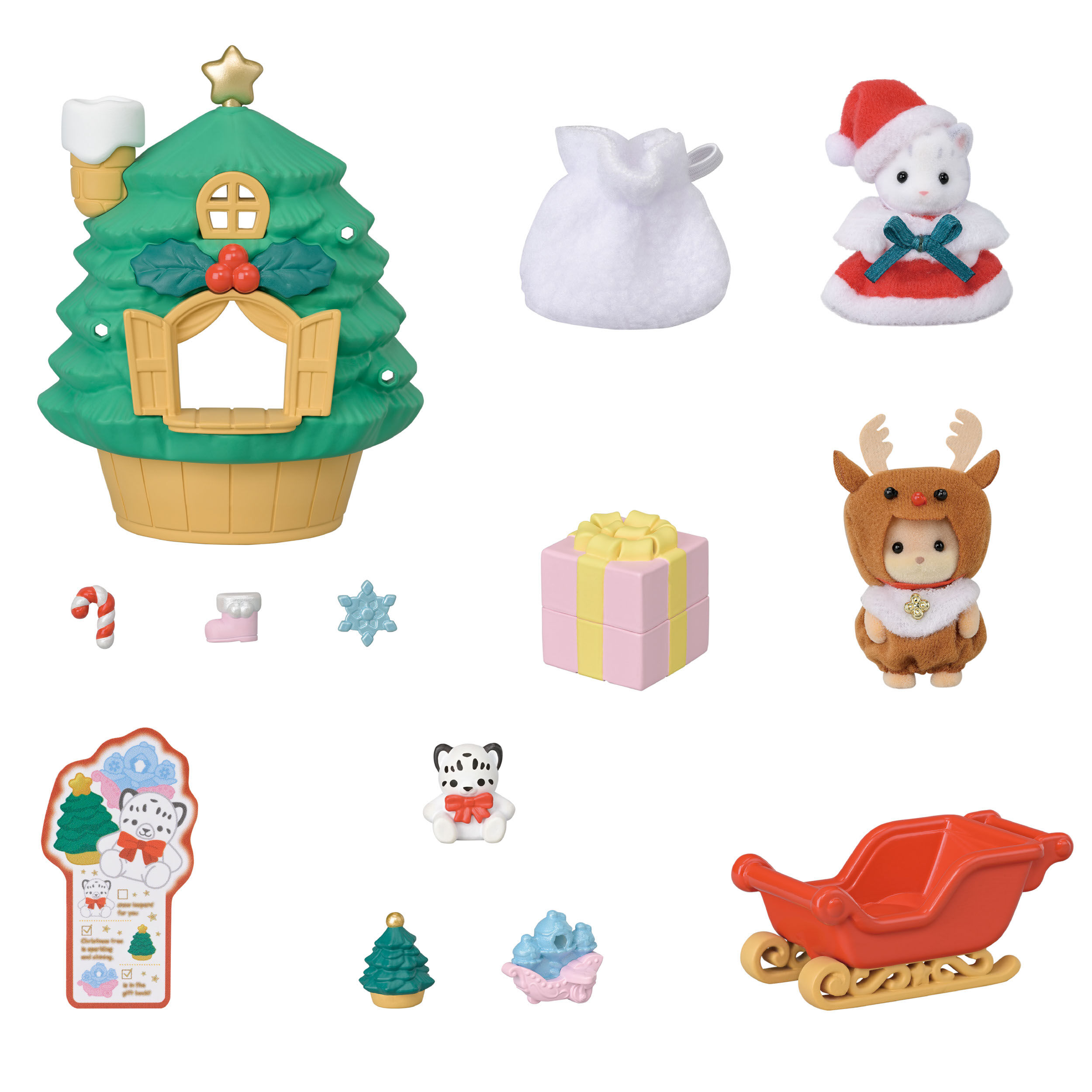 赤ちゃんサンタのクリスマスツリーハウス / 家具と人形セット