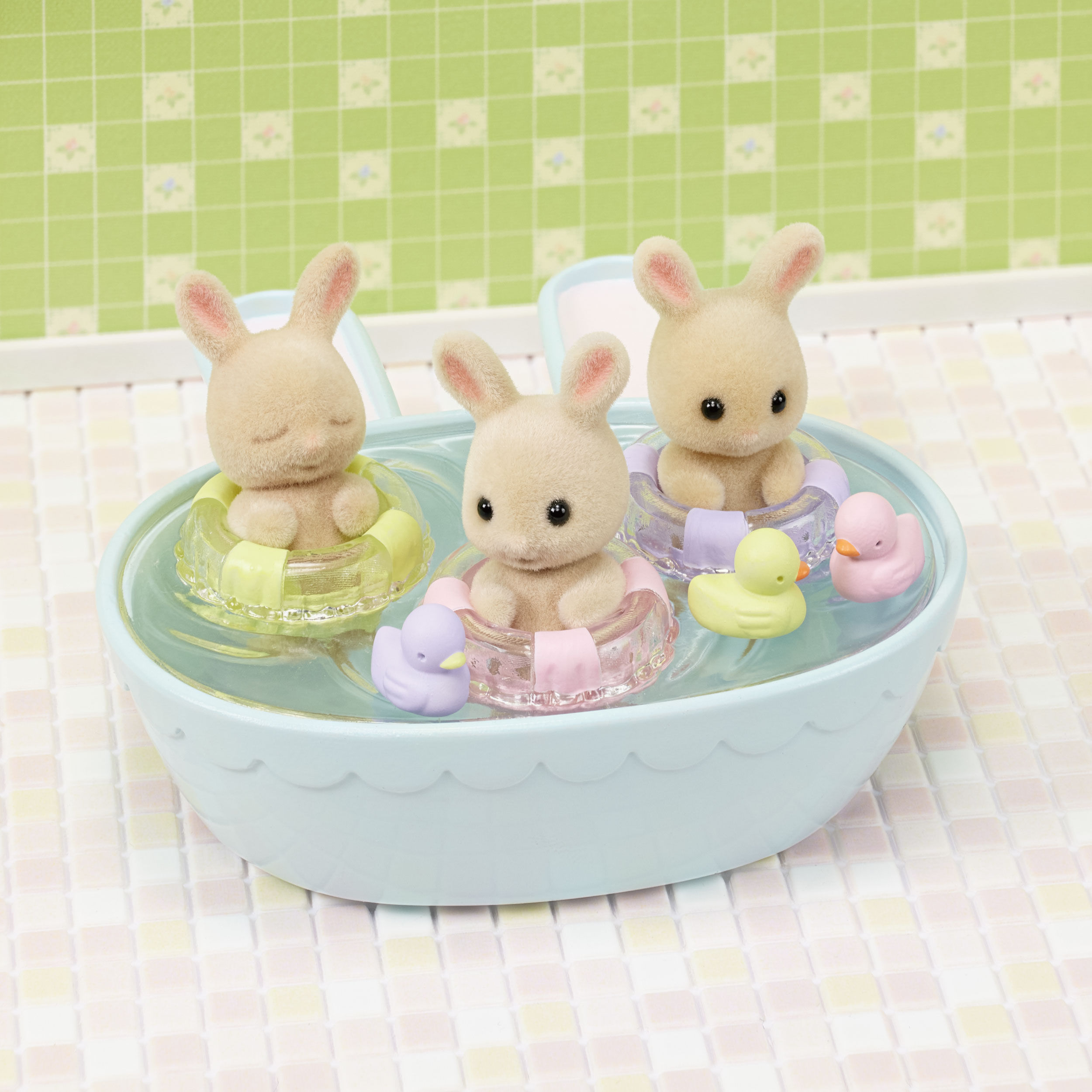 みるくウサギのみつごちゃん だいすきおふろセット / 家具と人形セット