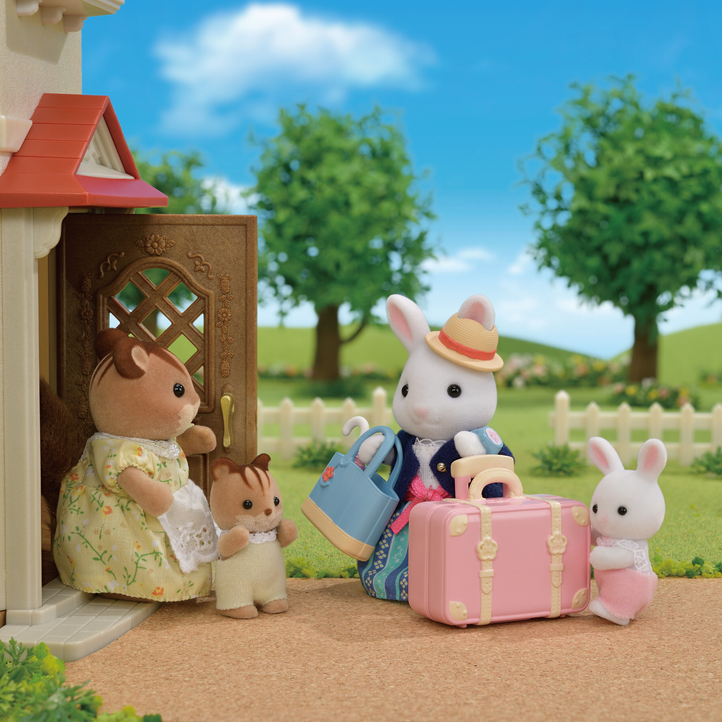うきうきトラベルセット-しろウサギのお母さん- / 家具と人形セット 