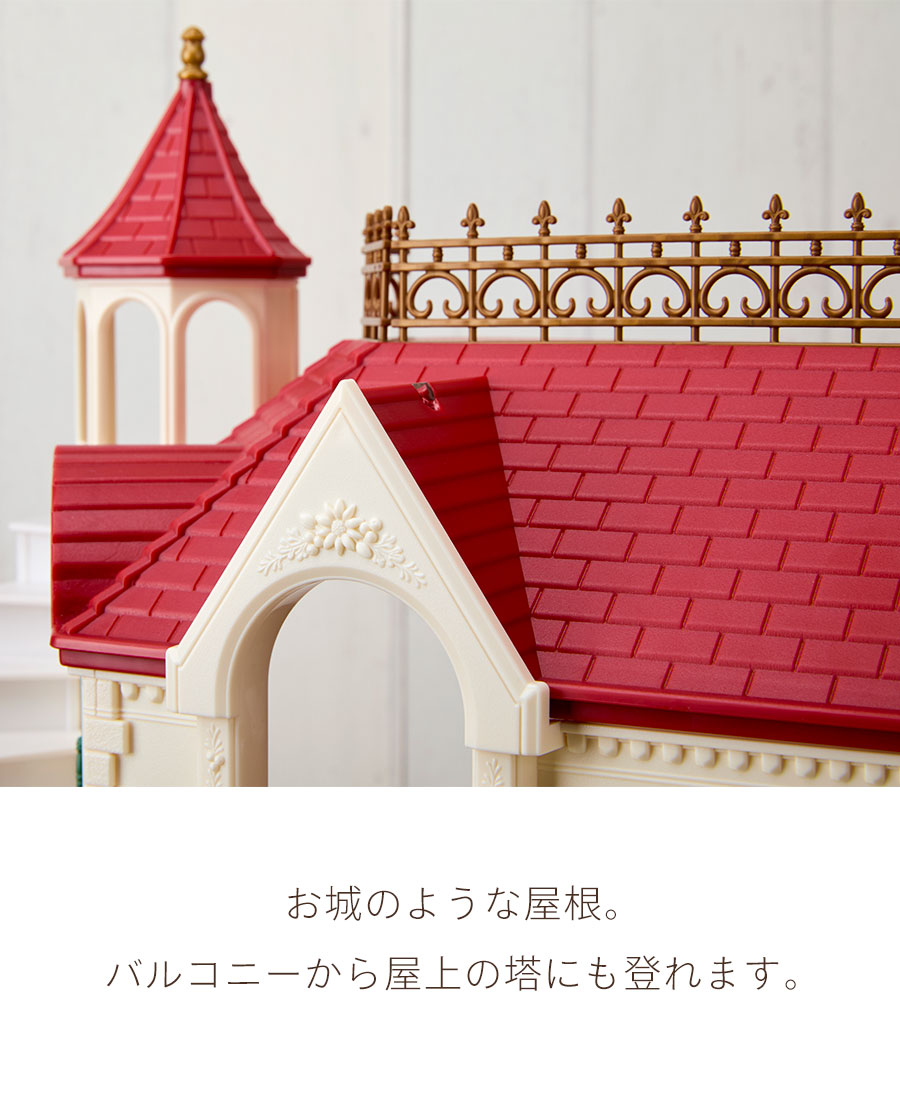 お城のような屋根。バルコニーから登れば、屋上の塔にも登れます。