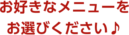 お好きなメニューをお選びください♪