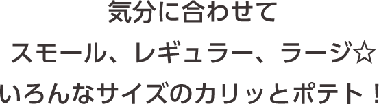 気分に合わせてスモール、レギュラー、ラージ いろんなサイズのカリッとポテト！