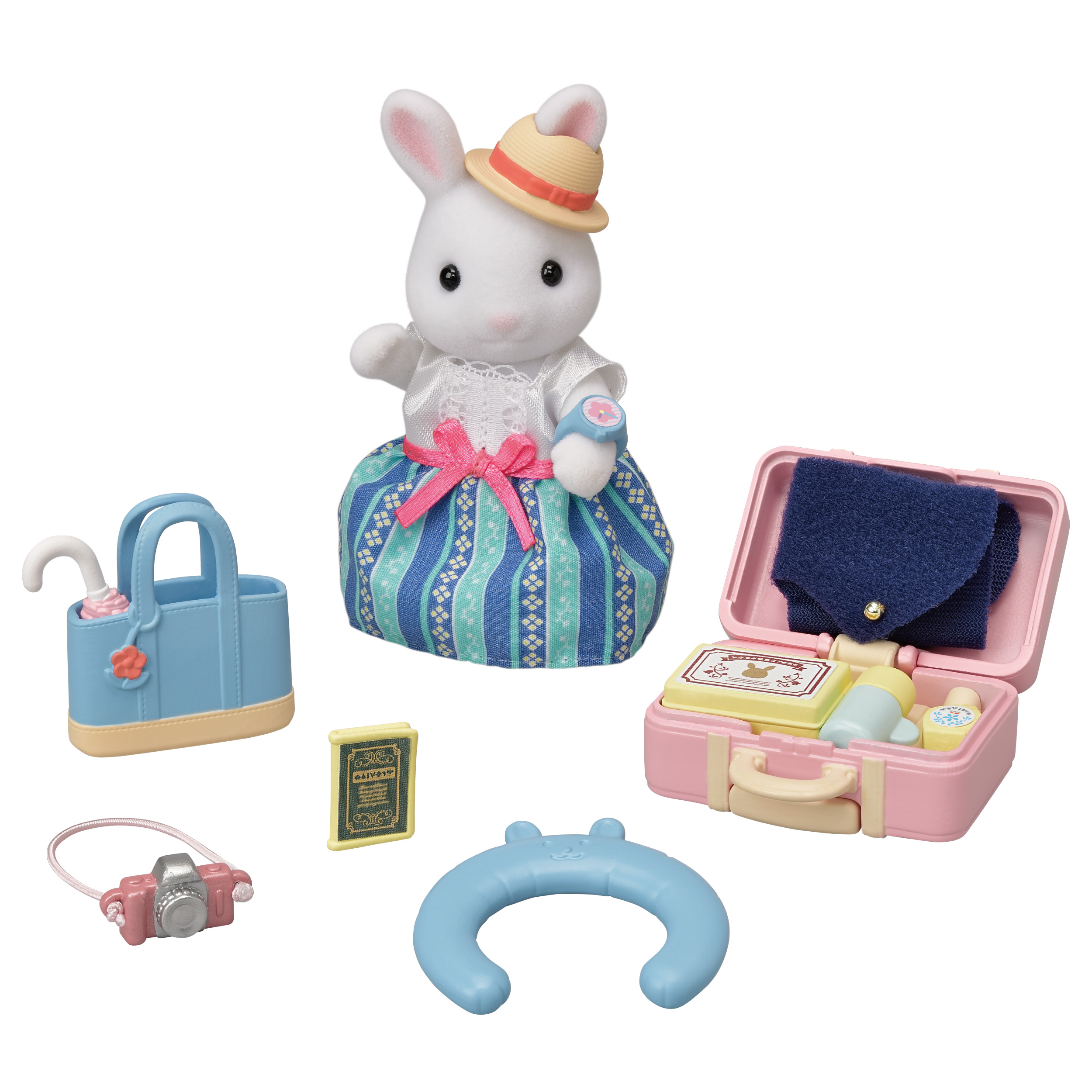 うきうきトラベルセット-しろウサギのお母さん- / 家具と人形セット
