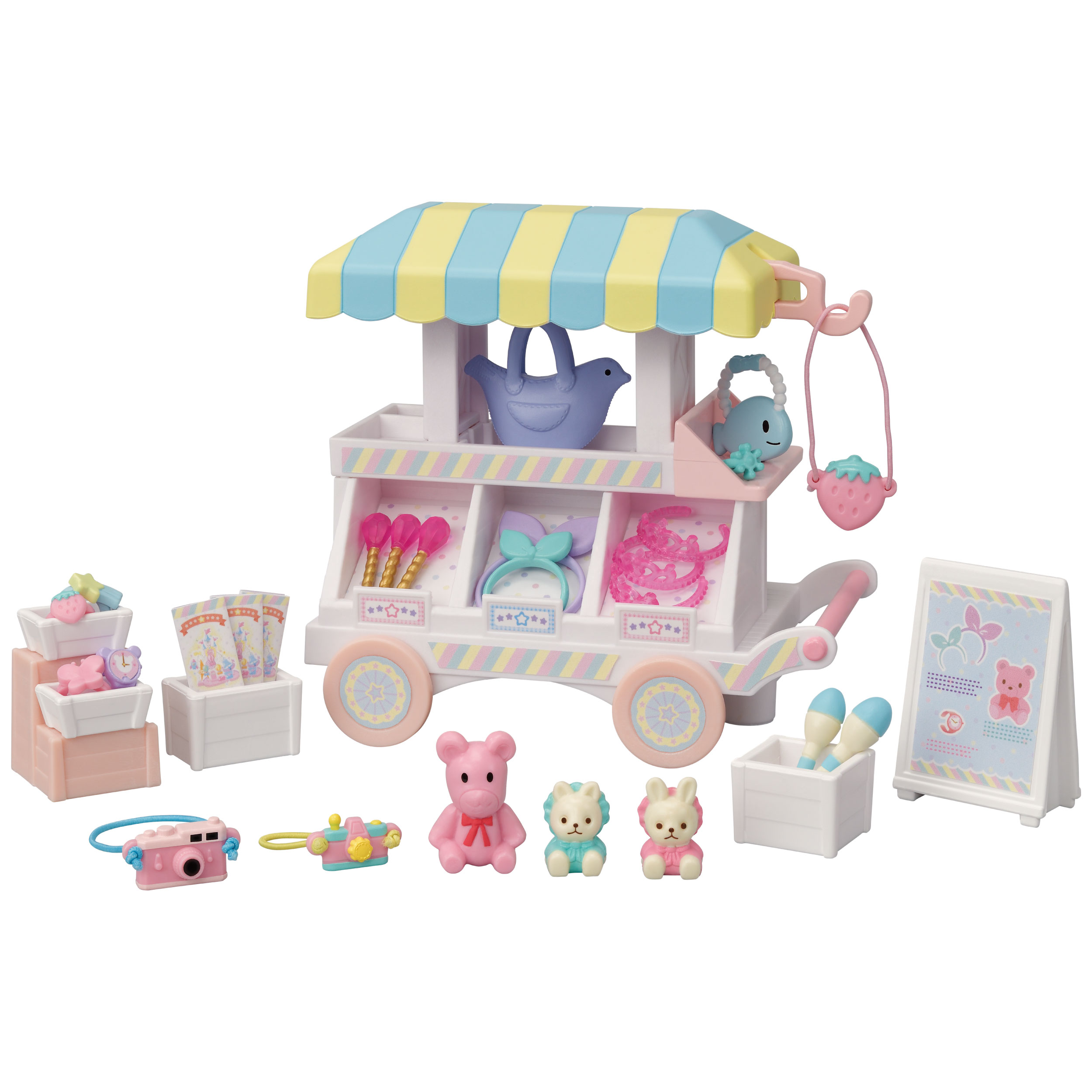 【おまけつき！】　スーベニア5点セット　カラフルハピネス ゆめいろスーベニアワゴン / ゆうえんち - シルバニアファミリー