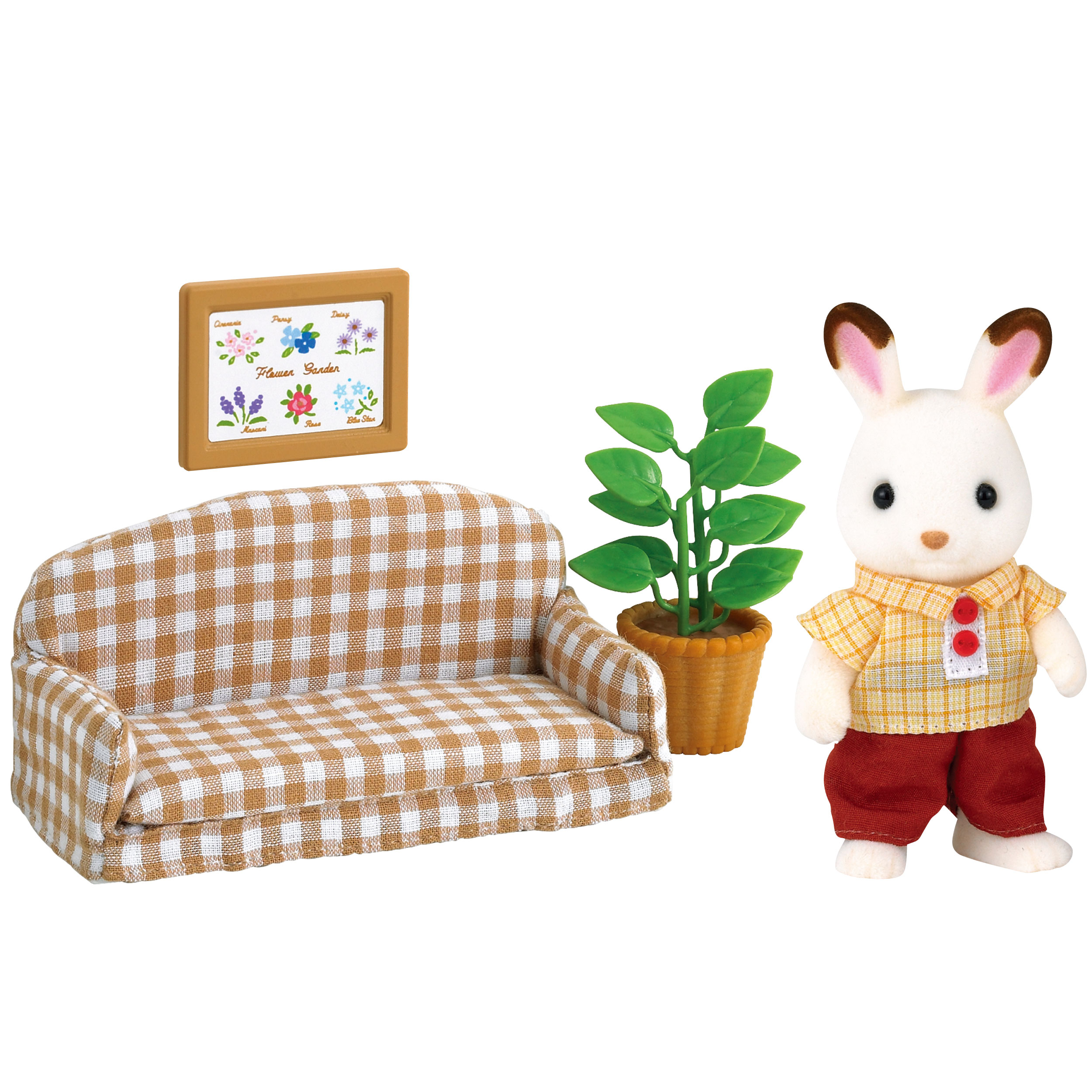 186000 現状品 Sylvanian Families シルバニアファミリー ショコラウサギの人形・家具セット　フィギュア [241217HM080117] ショコラウサギのお父さん 家具セット / 家具と人形セット