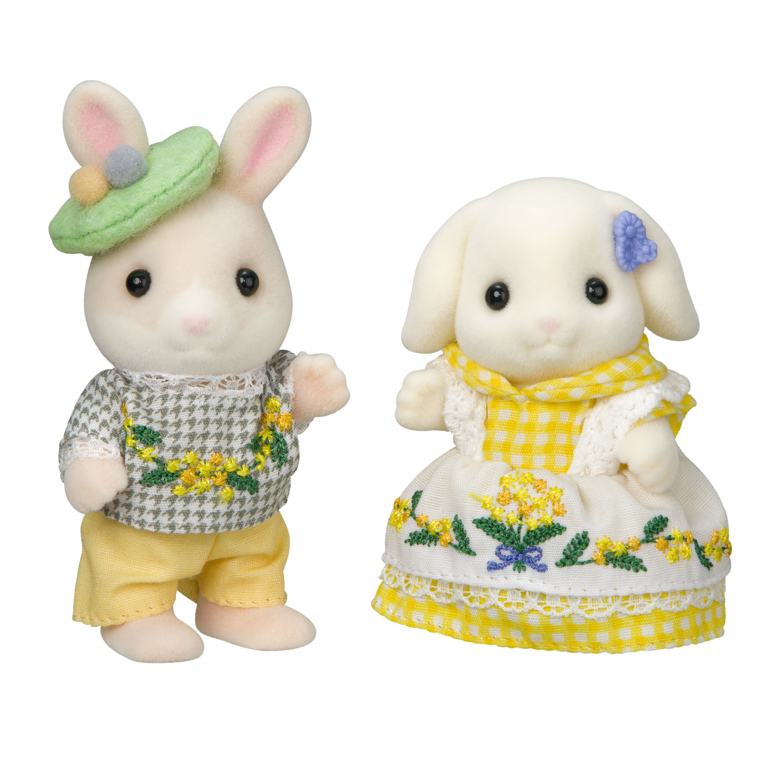 テディベア&うさぎ&ミニくま❣️仲良しセット なかよしペアセット-ミモザの刺しゅう- / 人形 - シルバニアファミリー